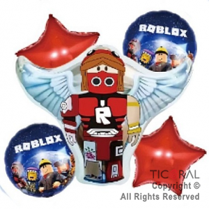 SET DE GLOBOS METALIZADO ROBLOX 5 UNIDADES X 1